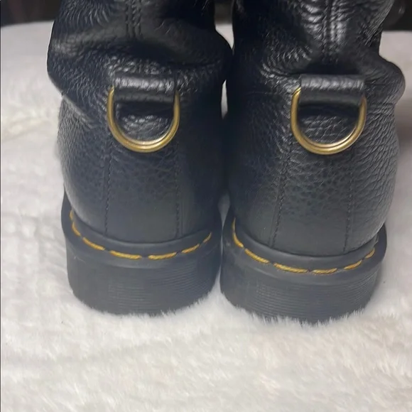 Dr Martens- Black Leather Militia Combat Boots -18 hole - Picture 10 of 14